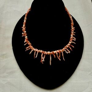 Genuine Angel Skin Coral Choker Necklace - Vintage Delicate Branch Salmon Coral